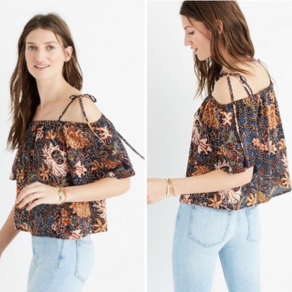 Madewell Silk Cold Shoulder Top - Picture 1 of 7